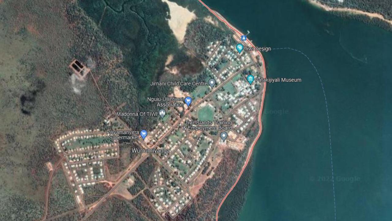 The Tiwi Islands community Wurrumiyanga has received $10,000 in funding that will go towards staff resources for the Tarntipi Cultural Awareness Project. Picture: Google Earth.