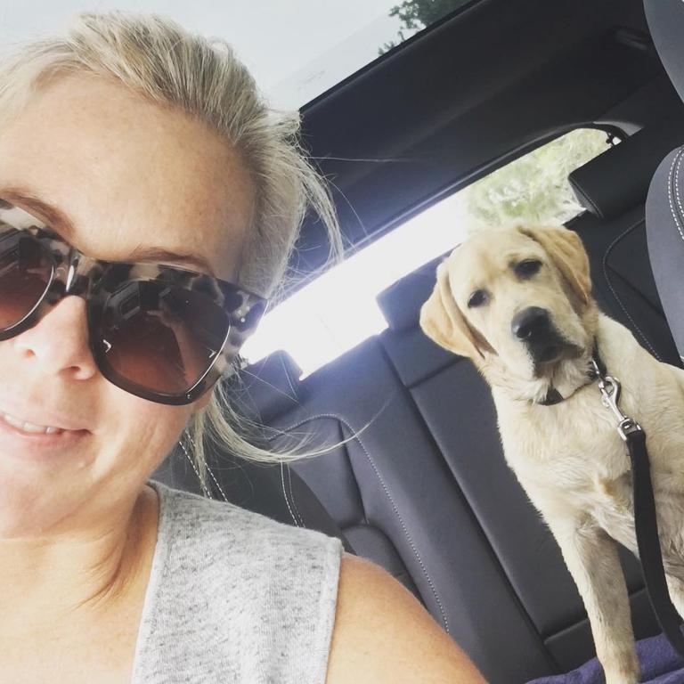 Sam Armytage with her dog, Banjo.