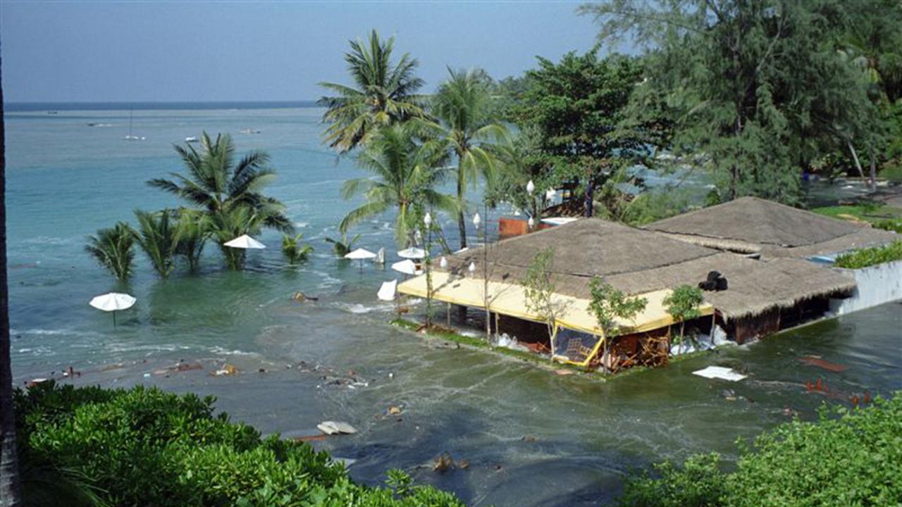 Ms Davis’ photos show how high the water got in Phuket.