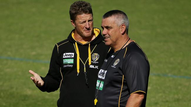 Damien Hardwick and Mark Williams. Picture: Colleen Petch