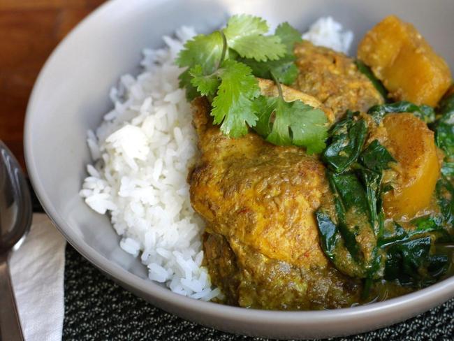 Chicken and potato spinach curry. Perfect for the cooler weather. Picture: Supplied