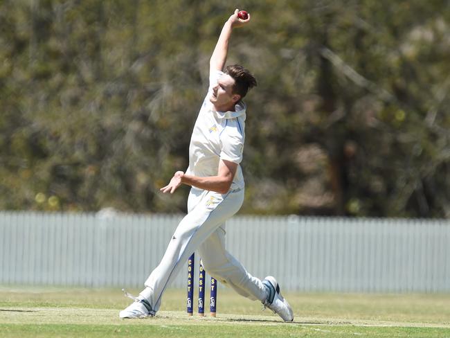 Gold Coast’s Josh Kann bowls against Sunshine Coast on Saturday. Picture: Lawrence Pinder