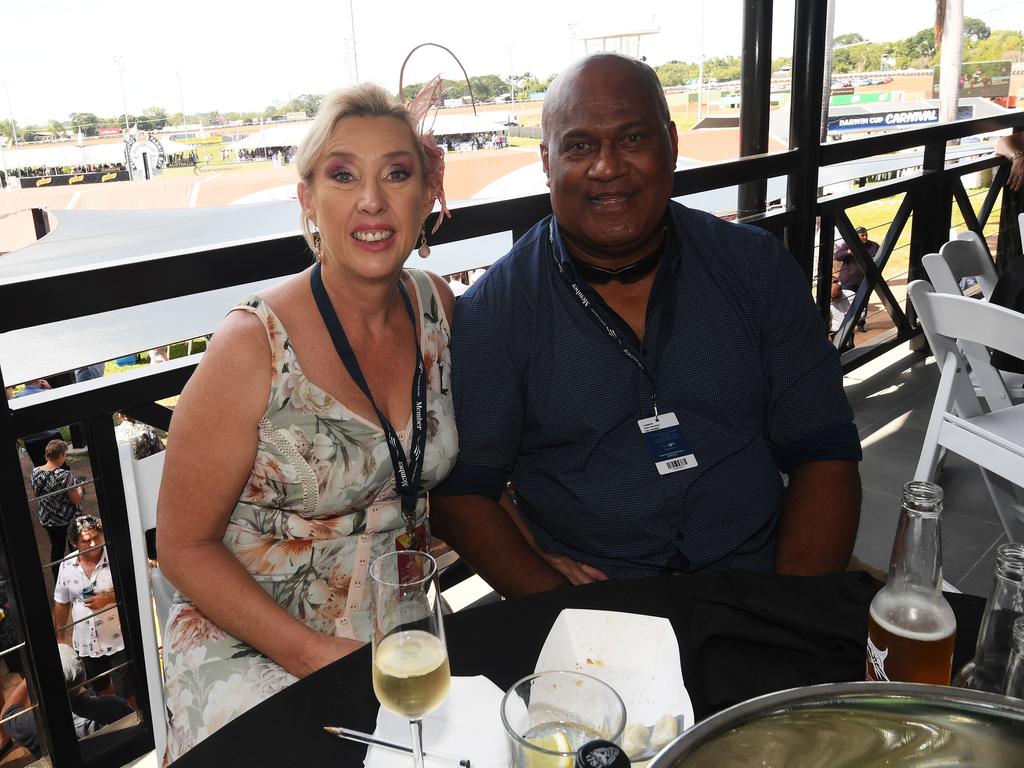 Darwin Cup colour gallery Jone Tuiono and Clair Maradani enjoy the 2019 Darwin Cup. Picture: KATRINA BRIDGEFORD