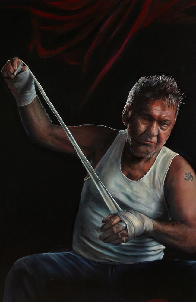 Archibald competition 2018 Packing Room Prize winning portrait of Jimmy Barnes by Jamie Preisz, titled “Jimmy (title fight)”. Picture: AGNSW/Jenni Carter