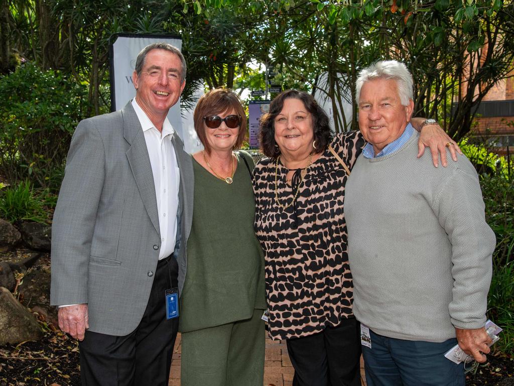 (From left) Tim Bliss, Noelene Haimes, Tracey Bliss and Bob Haimes. Weetwood Raceday at Toowoomba Turf Club. Saturday, September 28, 2024. Picture: Nev Madsen.