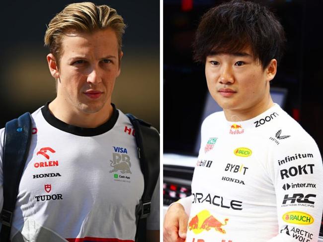 Liam Lawson and Yuki Tsunoda. Photos: Getty Images