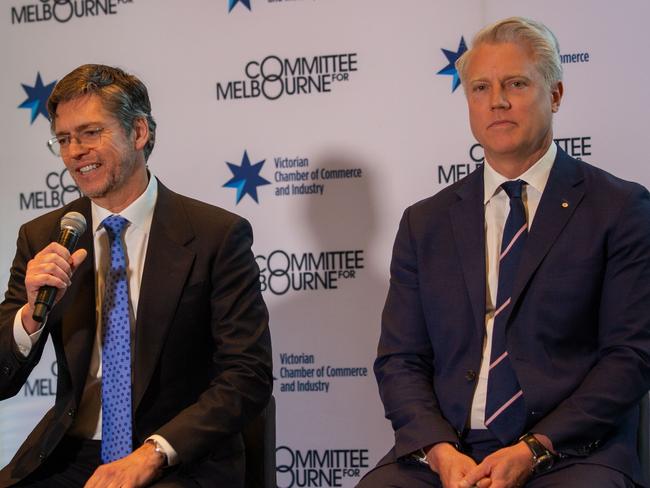 Nick Reece with fellow lord mayoral candidate Arron Wood. Picture: Jessica Hooper