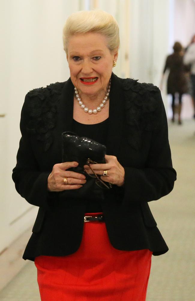 Bronwyn Bishop and fellow MPs arrive for their first Party meeting following the change of Liberal leadership. Picture: Ray Strange.