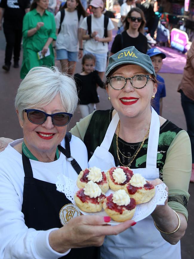 CWA deputy state president Joanne Alderman from Paynesville and CWA member Robyn Johnston from Cape Schanck at the Royal Melbourne Show. Picture: Yuri Kouzmin