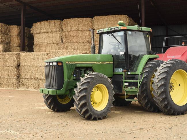 Hay shed and bayling machinery at the Glass family farm, Nanneella. Photo: DANNIKA BONSER