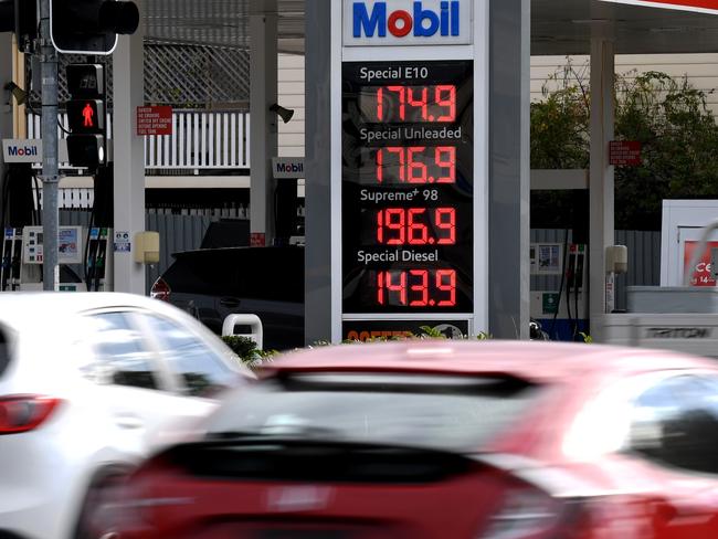 BRISBANE, AUSTRALIA - NewsWire Photos - AUGUST 10, 2021., A sign showing petrol prices at a service station in Stones Corner, Brisbane. Despite a drop in oil prices unleaded fuel remains high across the country's capital cities at $1.73 a litre in Brisbane, $1.63 in Adelaide, $1.55 in Melbourne and $1.45 in Sydney., Picture: NCA NewsWire / Dan Peled