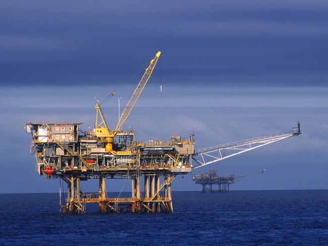 The Kingfisher rig, part of Esso Australia oil and gas field platforms in Bass Strait. Picture: Supplied