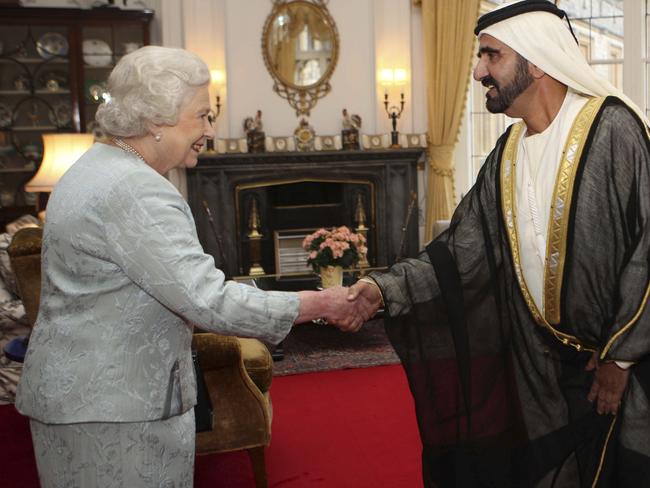 Queen Elizabeth II receives Sheik Mohammed Bin Rashid Al Maktoum, UAE Prime Minister and Ruler of Dubai, at Windsor Castle in Windsor, in 2009. Picture: British Media Office.