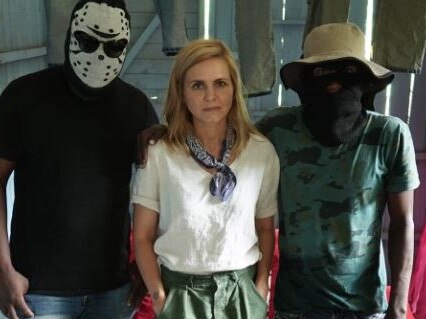 Mariana van Zeller with members of the Gulf Clan - a 'super cartel' that controls cocaine smuggling out of Colombia. Picture: National Geographic