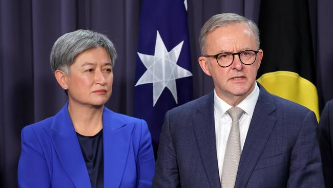 Anthony Albanese revealed Mr Gaetjens is not currently acting in his job, after previously suggesting he would dump him if elected Prime Minister. Photo by David Gray/Getty Images