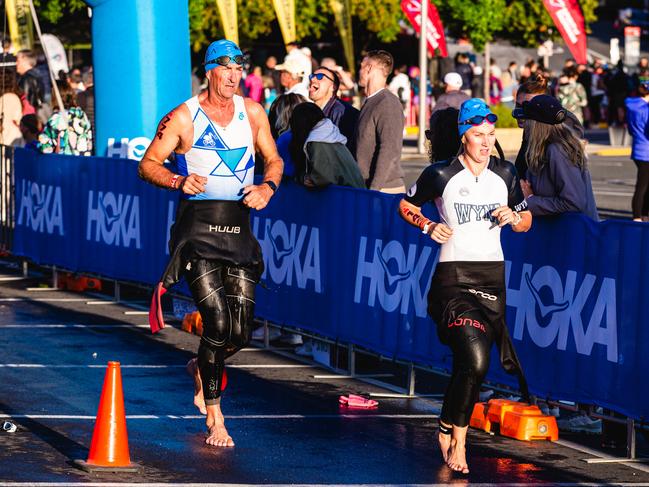 Competitors in the Ironman 70.3 Tasmania in Hobart Picture: Linda Higginson