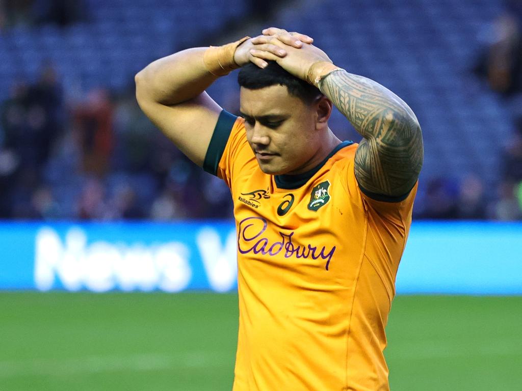 The Wallabies – including Len Ikitau – came crashing back to earth on Monday. Picture: Getty