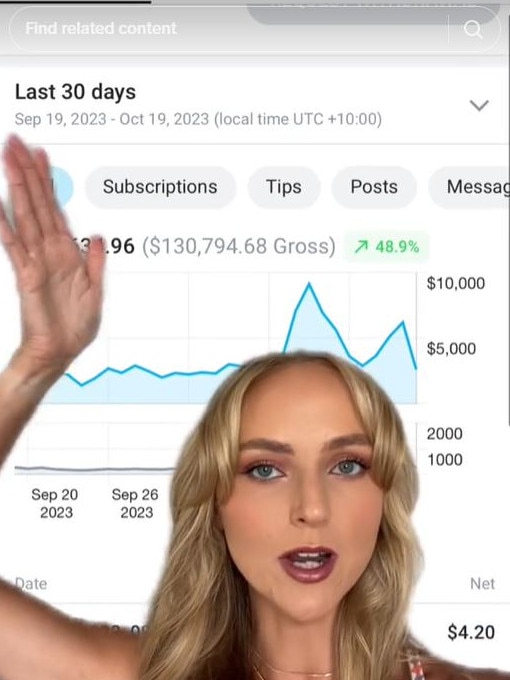 She shared a screenshot of her last 30 days of earnings after being accused of ‘lying’. Picture: Instagram/AnnieKnight