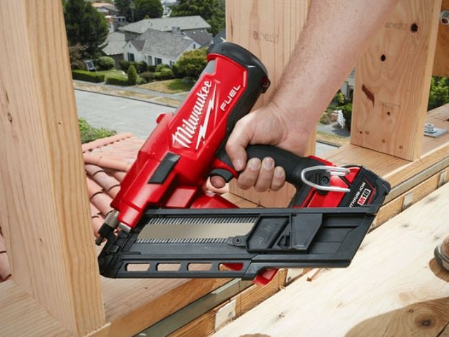 Partlett was armed with a red Milwaukee nail gun. (File image)