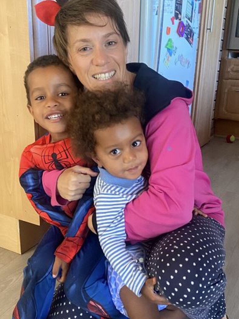 Mum Claudia with the boys. Picture: Supplied
