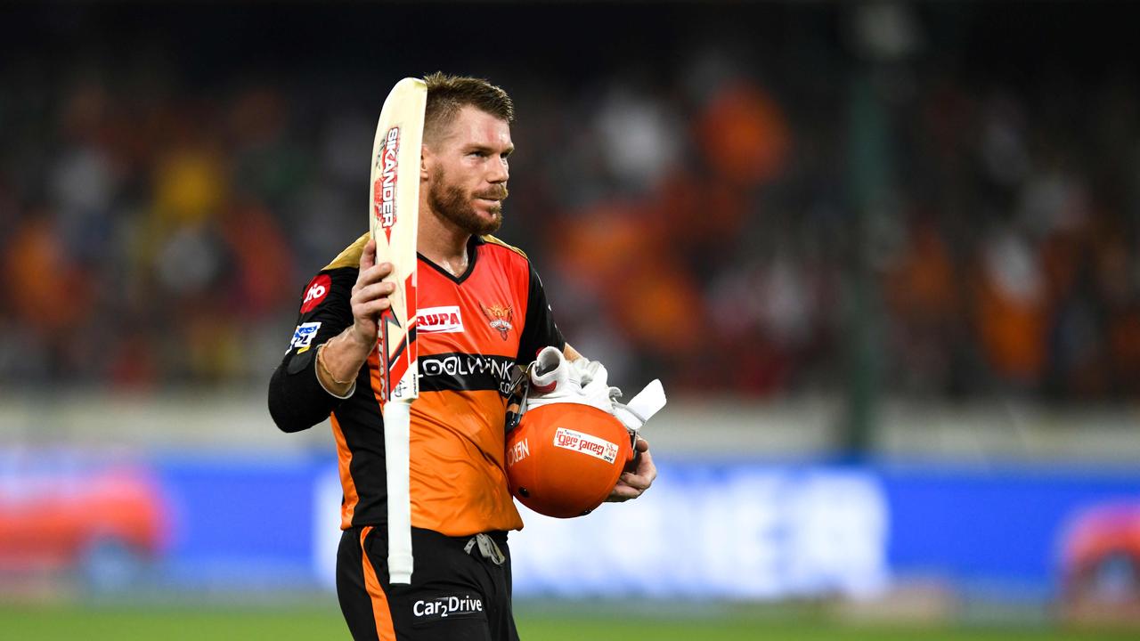 David Warner for his former IPL franchise Sunrisers Hyderabad. Picture: AFP