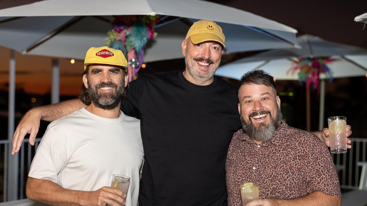 Andrew Suggit, Barry Patenaude and Kiel Tillman for The Pulse at Tequila Herradura Pop Up at the Pink Hotel, Coolangatta May 5 2023. Picture: Celeste Humphrey