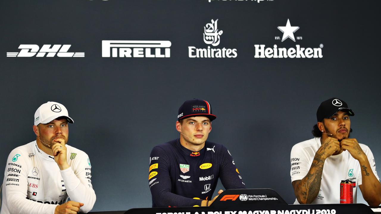 Verstappen sandwiched between the Mercedes duo after qualifying.