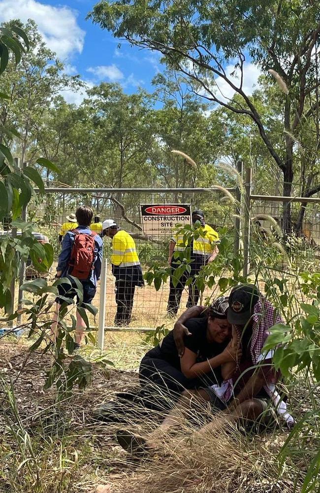 Binybara Camp protesters have been attempting to delay and block land clearing at the Lee Point Defence Housing Australia site for three days. Picture: Uprising of the People/ Instagram
