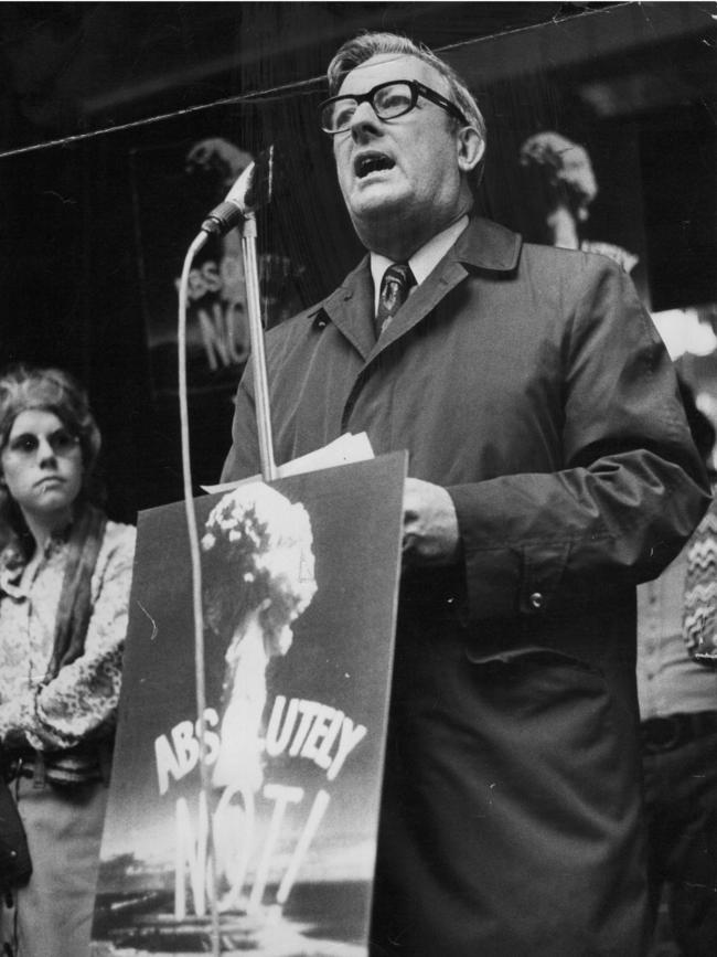 Gietzelt addresses a rally.