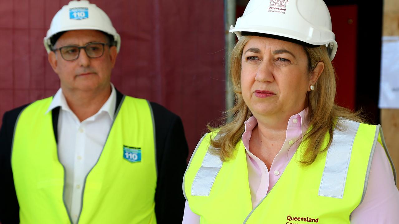 Premier Annastacia Palaszczuk faces the media on the Gold Coast after an announcement about a satellite hospital. Picture: David Clark