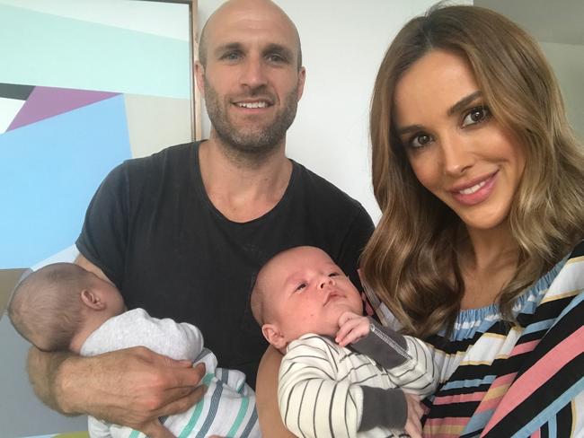 Bec and Chris Judd with twins Tom and Darcy.