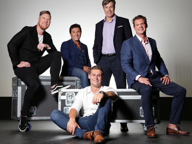 NSW Married At First Sight contestants, from left Dean, Nasser, Ryan, Troy and Justin. Picture: Jonathan Ng