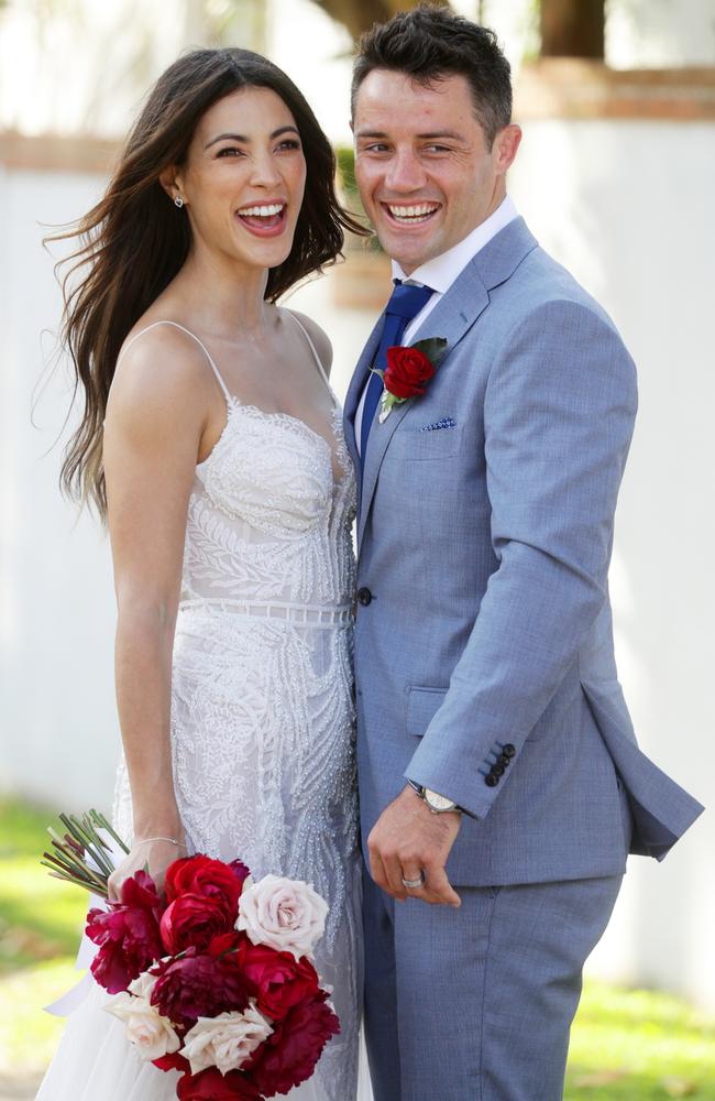 Cooper Cronk with his newlywed wife Tara Rushton at Whale Beach. Picture: Matrix