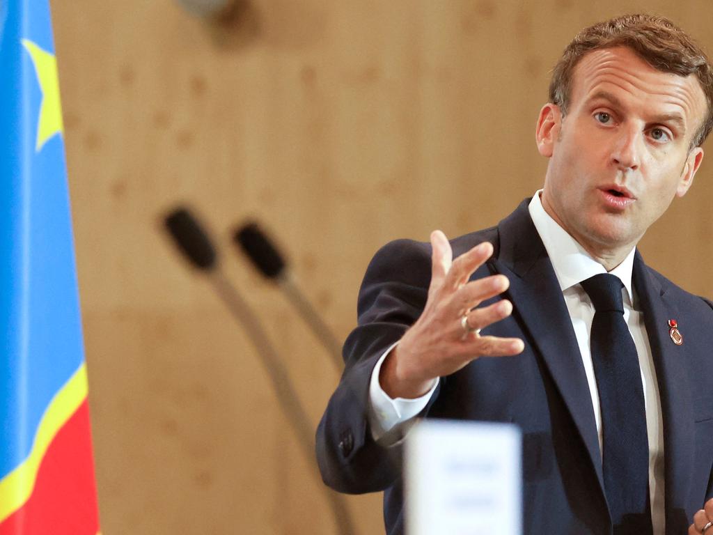 France's President Emmanuel Macron urged lifting vaccine patents for Africa. Picture: AFP