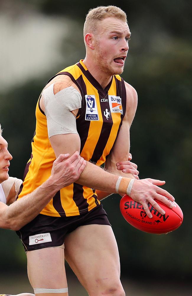 Andrew Moore was outstanding for Box Hill Hawks against Sandringham. Picture: Michael Klein.