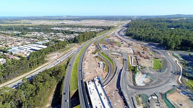 DRONE: Bruce Highway upgrade at the Sunshine Motorway onramp. Picture: Patrick Woods