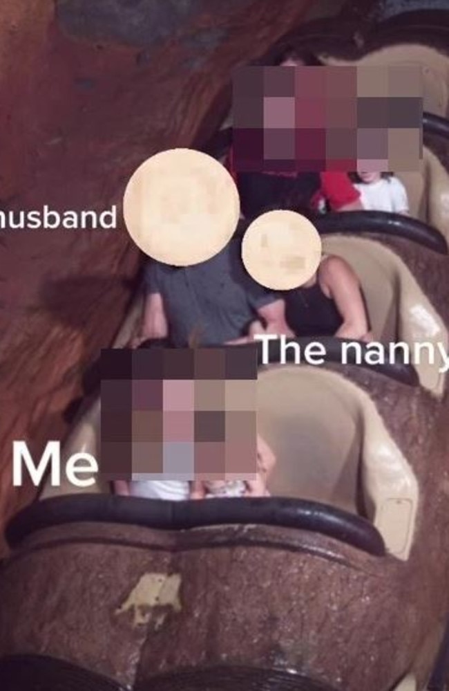 She was horrified to see the nanny snuggling up to her husband. Picture: TikTok