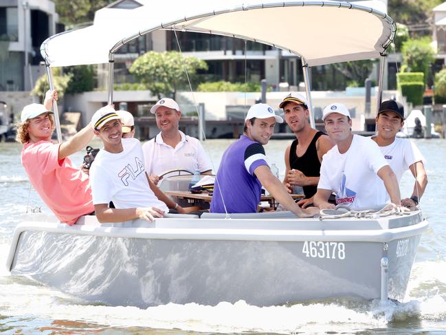 Australian tennis players catch a GoBoat on the river ahead of the Brisbane International. Picture: Steve Pohlner