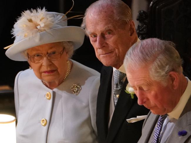 Queen Elizabeth II Prince Philip, Duke of Edinburgh and Prince Charles, Prince of Wales attend the wedding of Princess Eugenie of York and Mr. Jack Brooksbank. Picture: Getty