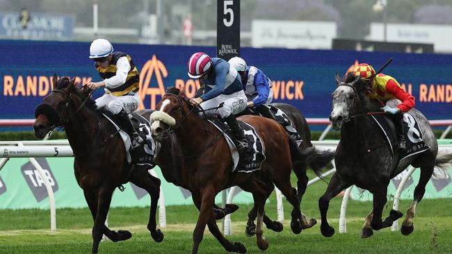 SYDNEY, AUSTRALIA - OCTOBER 19: Tommy Berry riding Athabascan wins Race 1 The Star St Leger Stakes during Sydney Racing - The Everest Day at Royal Randwick Racecourse on October 19, 2024 in Sydney, Australia. (Photo by Jeremy Ng/Getty Images)