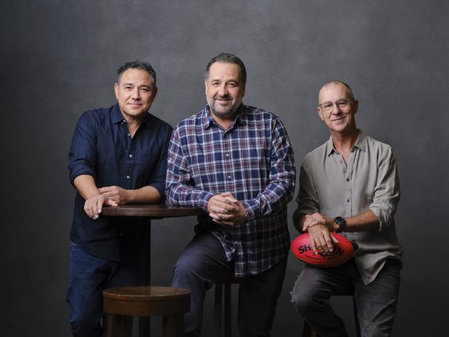 Sam Pang, Mick Molloy and Andy Maher on The Front Bar. Picture: Supplied