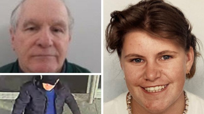 Keith Lees, 70 (top left) is wanted over the alleged murder of Meaghan Rose (right) whose death was originally ruled not suspicious.