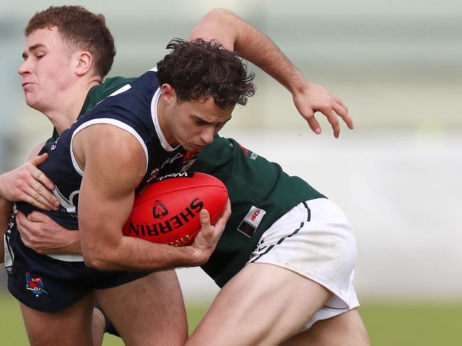 Interleague Championship, Under 23, Ballarat V Hampden, At Mars Stadium, Ballarat, Ballarat FNL wom 13-13-91 v 11-9-75, Mitch Fino, 14, Ballarat FNL   &  Hamish Cook, 25,  Hampden FNL,    Picture Yuri Kouzmin