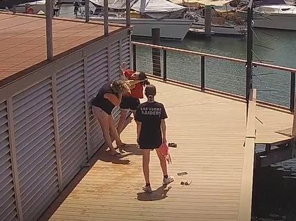 CCTV of a vicious fight at the Bayview marina. Picture: Supplied