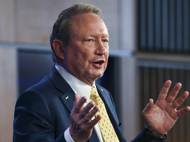 CANBERRA, AUSTRALIA, NewsWire Photos. FEBRUARY 26, 2024: Dr Andrew Forrest AO, Global Business and Philanthropic Leader, addresses the National Press Club of Australia in Canberra on "Power Shift: Why stepping beyond fossil fuels will secure our future (and not doing it will destroy it)". Picture: NCA NewsWire / Martin Ollman