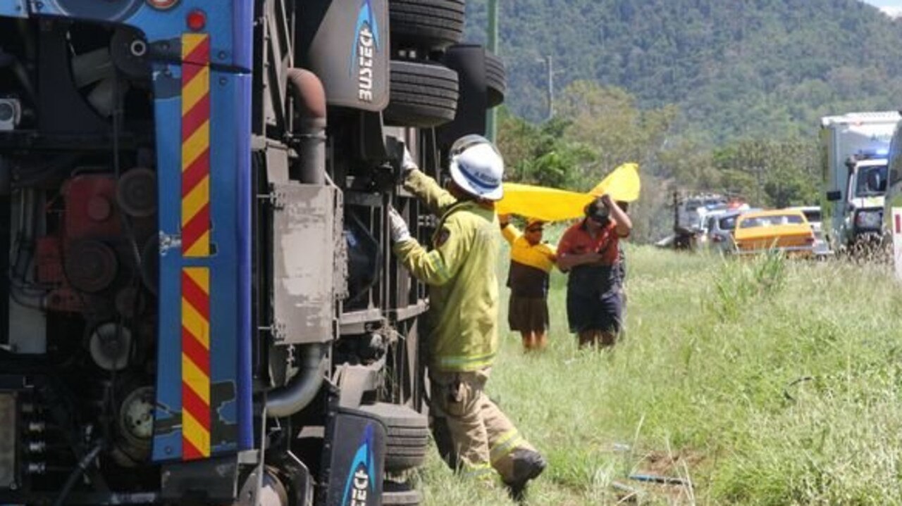 The scene of the fatal bus crash at Cannon Valley on Shute Harbour Road.