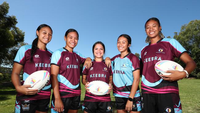 Keebra Park SHS has a powerhouse girl's league program which featured Skyla Adams, Annemarie Ratu, Imogen Hei, Miya Rapana-Faifua and Chantay Ratu,. Photograph : Jason O'Brien