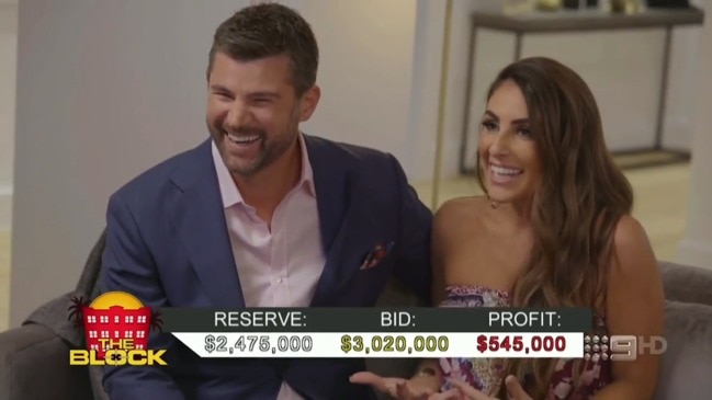 The Block: Sara and Hayden sell apartment for $3.02m