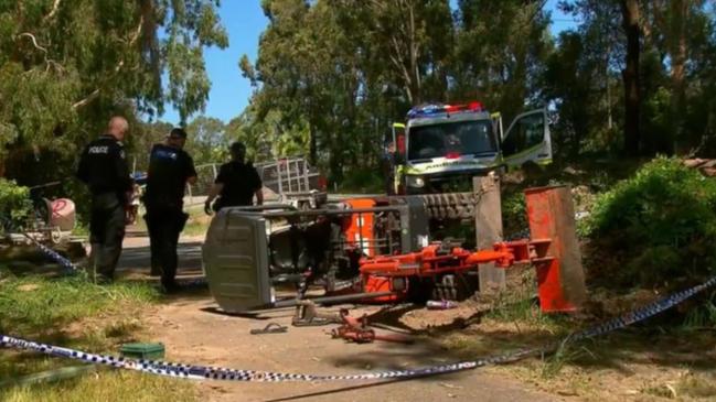 The scene at Aaron Shattock’s home after the accident. Photo: 7 NEWS