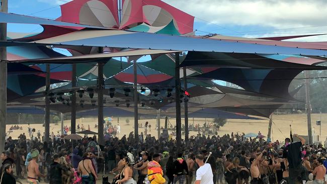 Revellers at Rainbow Serpent. The man had continued on a bender after the festival.